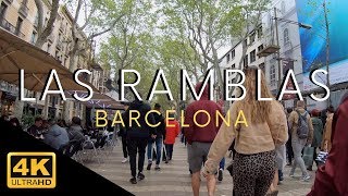 Las Ramblas Barcelona Entire Walk in 4k Spain España Video Tour 4k [upl. by Eimak]