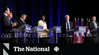 Charest Poilievre clash in Frenchlanguage Conservative leadership debate [upl. by Iahs]