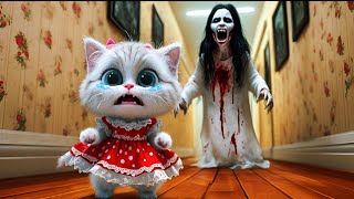 KITTEN HOME ALONE 🐈 AND SCARY LADY GHOST 👻 aicatstories cutecat horrorstory aicat [upl. by Naedan]