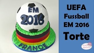 Fussball EM 2016 Torte  Fondanttorte zur EM 2016  BallTorte von Nicoles Zuckerwerk [upl. by Aleciram]