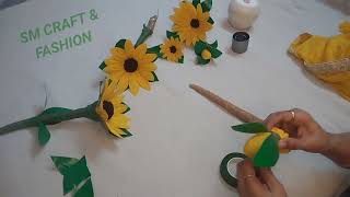 🌻How to make fabric artificial sunflower🌻sewingtipsunflowerviralyoutubevideoartificialflower [upl. by Vitia]