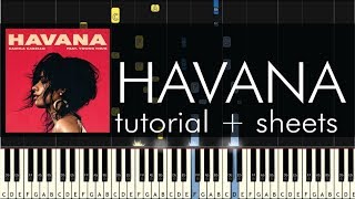 Camila Cabello  Havana  Piano Tutorial  Sheet Music [upl. by Aihsenod]