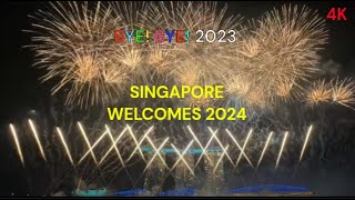 Singapore Welcomes New Year 2024  Marina bay Fireworks 2024  Singapore New Year Fireworks 2024 [upl. by Whallon]