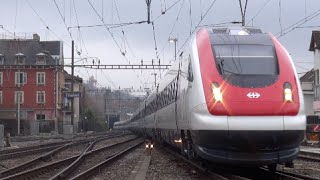 Trafic ferroviaire à Thalwil ZH  24 Janvier 2015 [upl. by Wenona]