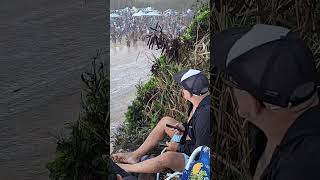 Spectator Rescued at Oahu Surf Competition After Rip Current Traps Her Under Log [upl. by Thayne]