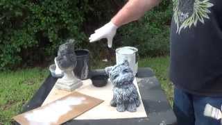 How to properly paint concrete statuary Part 1 How to base coat and dry brush [upl. by Ahsauqram]