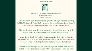 Labour MP John Whitby Isnt Happy We Used Wirksworth Town Hall For Our Conference [upl. by Koralie491]