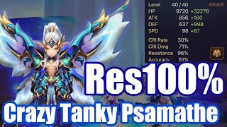 【Summoners War RTA】WTF Res100 Crazy Tanky Psamathe Debut🤣🤣🤣 [upl. by Furey112]