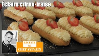 Éclairs au citron et à la fraise  Recette fantaisie pour gourmands [upl. by Annecorinne]