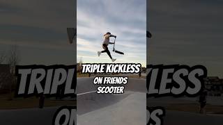 triple kickless on my friends scooter 🤯 shorts scooter scooters skatepark fail [upl. by Nahte]