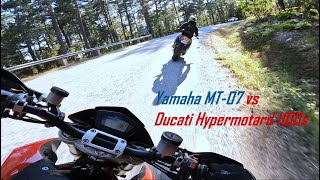 Ducati Hypermotard 1100s vs Yamaha MT07  ONBOARD RAW [upl. by Sirac]