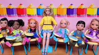 Elsa amp Anna toddlers at school  Barbie dolls  rhyme game [upl. by Aitahs]