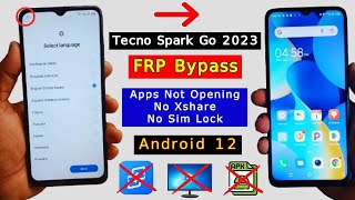 Tecno Spark Go 2023 FRP Bypass Android 12  Tecno BF7 Frp Unlock  Google Account Bypass Without PC [upl. by Llerdnam438]