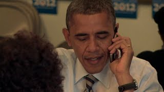 President Obama on Election Day 2012 Make Phone Calls and Round Up Some Votes [upl. by Nanyt]