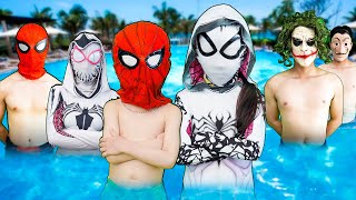 TEAM SPIDER MAN vs NEW BAD HERO  SPECIAL LIVE ACTION STORY  ONE DAY of KID SPIDER MAN [upl. by Harwilll]