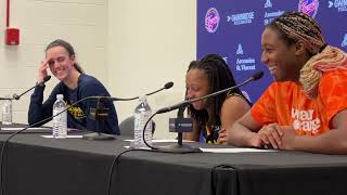 Caitlin Clark Kelsey Mitchell Aliyah Boston postgame media after 9183 Indiana Fever win over Sky [upl. by Berliner]