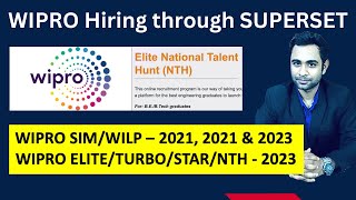 Wipro offcampus Hiring through superset  SIM WILP ELITE NTH TURBO [upl. by Yellah]