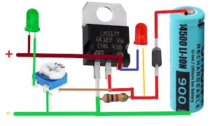 Smart 18650 Liion Charger circuit with battery full led indicator  With LM317 [upl. by Findley]