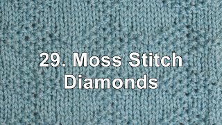 Knitting Stitch Pattern  29 Moss Stitch Diamonds [upl. by Vershen314]