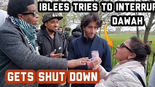 Iblees tries to Interrupt dawah Gets Shut Down Hamza And Visitor Speakers Corner Sam Dawah [upl. by Sanfo]