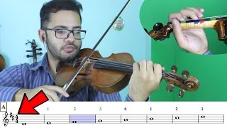 ESCALA DE RE MAIOR  1 OITAVA  FORMA DE CORDA SOLTA  Aulas de Violino Online  INICIANTE 1 21 [upl. by Eehsar]