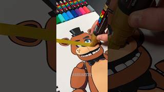 I RUINED My Drawing of Freddy Fazbear with Posca Markers shorts [upl. by Hgierb]