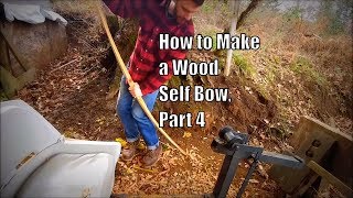 How to Make a Wood Self Bow Part 4 Floor Tillering and Correcting String Alignment [upl. by Nairbal331]