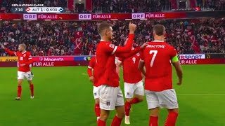 Gol di Marko Arnautovic oggi Austria vs Norvegia 51 tutti i golrhighlights UEFA Nations League [upl. by Aderf]