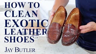 How To Clean and Polish Exotic Leather Shoes Alligator and Ostrich Leather [upl. by Audsley]