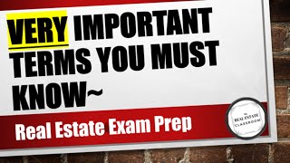 15 Essential Real Estate Terms For Your Exam [upl. by Reina]