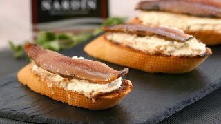 Canapé de ANCHOAS AHUMADAS ✨ con crema de QUESO a las finas hierbas y SALSA DE HIGOS  Cocinatis [upl. by Lorette]