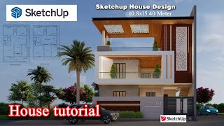 SKP TUTORIAL HOUSE DESIGN House Modeling in sketchup 2022 Sketchup Tutorial  architutors [upl. by Schwitzer]