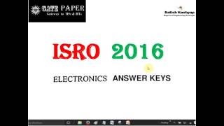 Answer Key  ISRO 2016 Electronics wwwSatishKashyapcom [upl. by Nodnart]