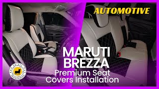 Maruti Brezza Interior Premium Seat Cover Installation  Customized Ice Grey amp Black Seat Covers [upl. by Ellehcsor]