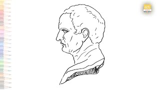 Cicéron portrait drawing easy  Outline sketches  How to draw Cicero step by step  artjanag [upl. by Dierolf247]