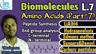 Peptide Synthesis  EdmonsSangersDansyl CarboxypeptidaseHydragenolysisLiAlH4Amino acid Part 7 [upl. by Arlynne]