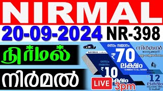 KERALA LOTTERY NIRMAL NR398  LIVE LOTTERY RESULT TODAY 20092024  KERALA LOTTERY LIVE RESULT [upl. by Nochur]