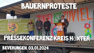 Bauernproteste Live Höxter Beverungen Pressekonferenz 03012024 [upl. by Aeneg964]