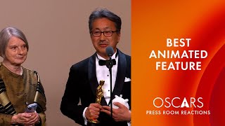 Best Animated Feature Film  The Boy and the Heron  Oscars 2024 Press Room Speech [upl. by Wartow]