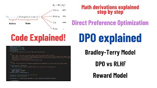 Direct Preference Optimization DPO explained BradleyTerry model log probabilities math [upl. by Neetsyrk]