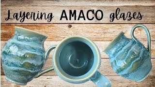 LAYERING AMACO GLAZES BLUE LAGOON EMERALD FALLS AND CELADON SKY [upl. by Niuqaoj677]