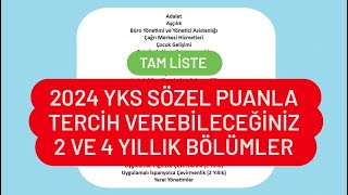 2024 YKS SÖZEL BÖLÜMLER  SÖZELDEN TERCİH VEREBİLECEĞİNİZ 4 VE 2 YILLIK BÖLÜMLER [upl. by Hahsia]