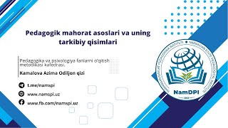 Pedagogik mahorat asoslari va uning tarkibiy [upl. by Nahtam225]