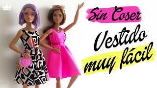 Vestido muy fácil y rápido para Barbie ¡Sin coser Ropa para muñecas [upl. by Karel]