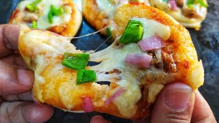 Mini Pizza On Tawa For Kids Lunch Box  Without Oven Mini Pizza Recipe [upl. by Tamarra]