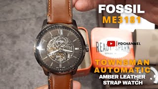 KLASIK ‼️ FOSSIL ME3181 TOWNSMAN AUTOMATIC 48 MM AUTOMATIC AMBER LEATHER WATCH Unboxing [upl. by Old]