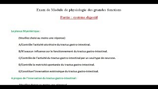 Examen de physiologie des grandes fonctions chapitre système digestif [upl. by Gilli629]