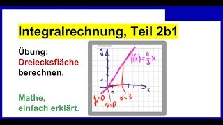 Integralrechnung Teil 2b1 Flächenberechnung Übung Dreiecksfläche [upl. by Siekram]