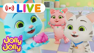 LIVE🔴Three little kittens Peanut butter amp Jelly  More  Jolly Jolly amp Animals  Best Kids Songs [upl. by Ahsener766]