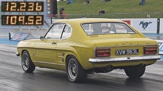 V8 Ford Capri Mk1 at Santa Pod Raceway [upl. by Ajaj]